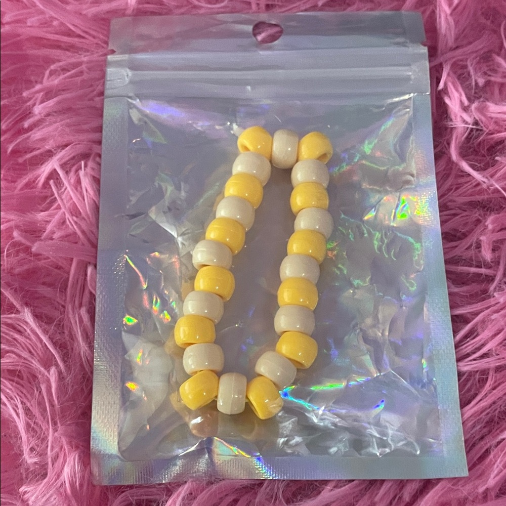 Yellow and White Beaded Kids Bracelet
